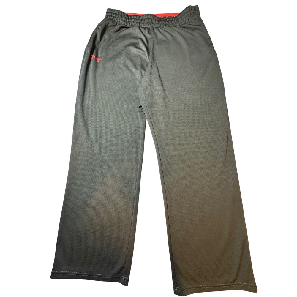 Under Armour Mens XL Loose Fit Mesh Athletic Pants Olive Green Orange Drawstring